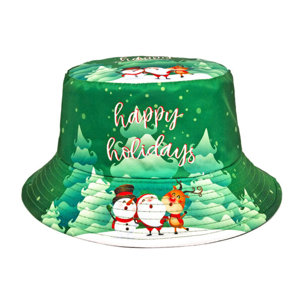Wholesale Christmas Snowman Print Bucket Hat Outdoor Sun Protection Hat
