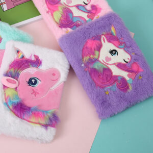 Wholesale Cute Unicorn Plush Cover Notebook A5 Trendy Diary for Party Gift