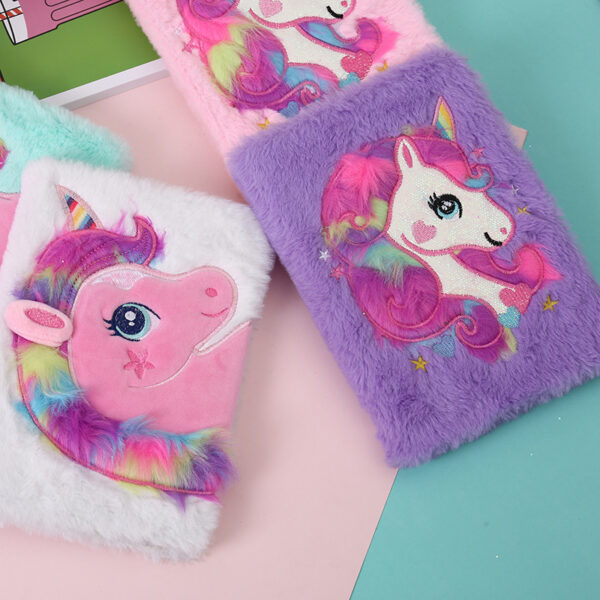Wholesale Cute Unicorn Plush Cover Notebook A5 Trendy Diary for Party Gift