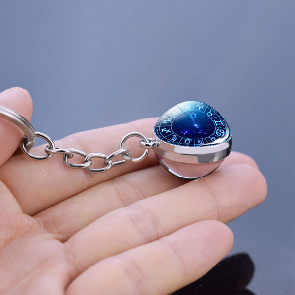 Wholesale Electroplated Metal Zodiac Constellation Keychain Glow in the Dark Star Orbit Pendant Gift for Men Women