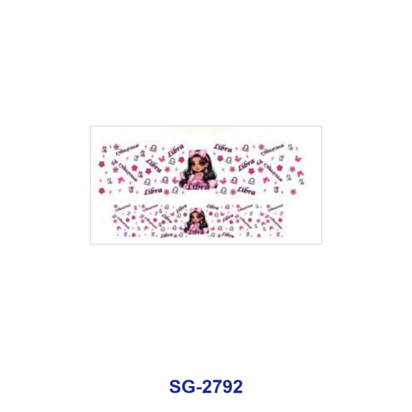 Wholesale 8pcs Zodiac Pink Cartoon Girl Print 3oz Cup Stickers Wrap