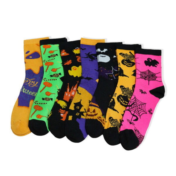 oly-e286c98b2b788f9dc6a7ea38fda82e65 Wholesale Halloween Cartoon Skeleton Pumpkin Socks Unisex Mid Calf Sweat Absorbing Polyester Bulk Resale