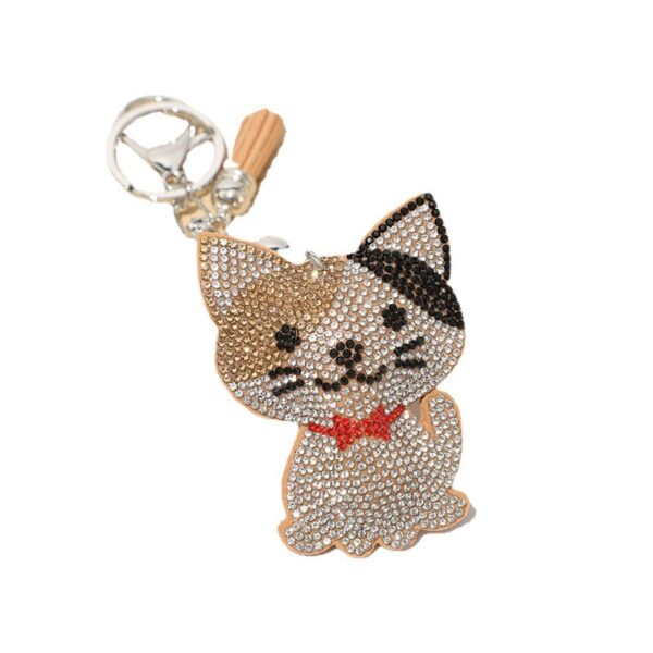 Wholesale Korean Velvet Cat Rhinestone Keychain Bag Charm Wedding Gift