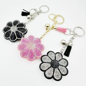 oly-e2a36f4108a7857512afa66e998cf0e8 Wholesale Modern Sunflower Rhinestone Keychain Bag Charm for Wedding Gift