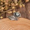 Wholesale Vintage Leaf Ring Adjustable Silver Alloy Ring Fashion Accessory Boutique Resale