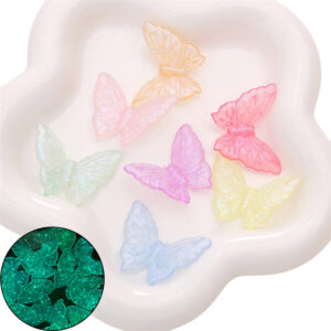 Luminous mermaid three-dimensional butterfly, about 37x27mm, aperture about 2mm / Randomly mixed colors 5 pcs/pack