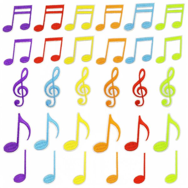 Wholesale Polyester Thread Musical Note Cloth Sticker Decorative Iron-On Patch for Everyday Use