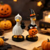Wholesale Resin Halloween Goose Ornament Set with Witch Hat Pumpkin Ghost - Decorative Home Accent