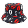 Wholesale Trendy Black Fisherman Hat with Lips and Heart Print Sun Hat for Women Couple Everyday Use