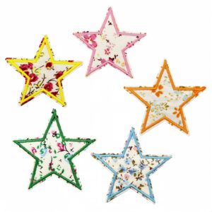 Five-pointed star floral cloth patch set of 5 pieces