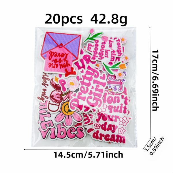 oly-e3140cc44ccfbaa1cada7f211b732882 Wholesale Decorative Iron On Embroidery Patch with Pink English Text Clothing Accessory