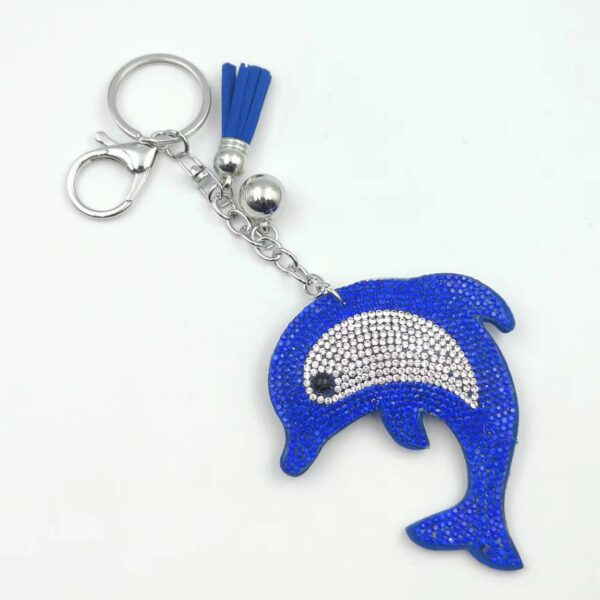 Wholesale Two Tone Rhinestone Dolphin Velvet Keychain Gift Accessory