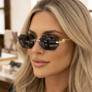 Wholesale Octagonal Frameless Sunglasses for Women Outdoor Sun Protection Stylish Fashion