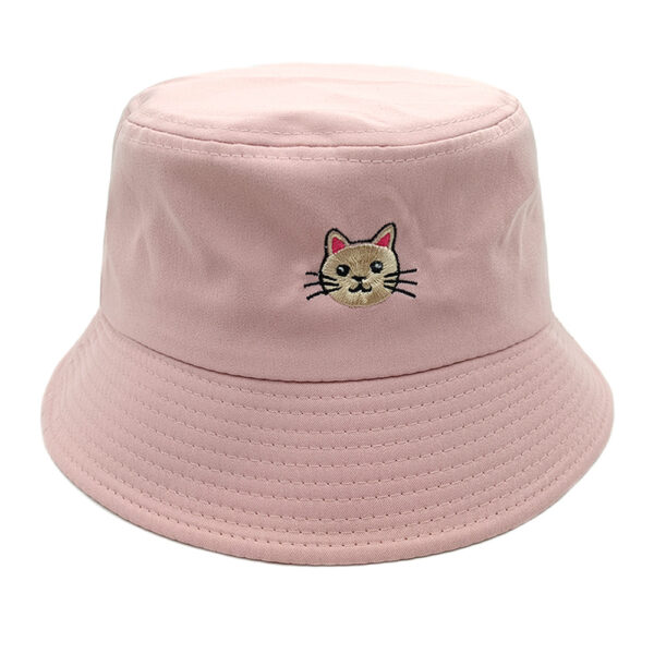 oly-e331883b0189e04291cc075e1751981a Wholesale Stylish Cartoon Cat Embroidered Bucket Hat Black Sun Protection Outdoor Casual Hat