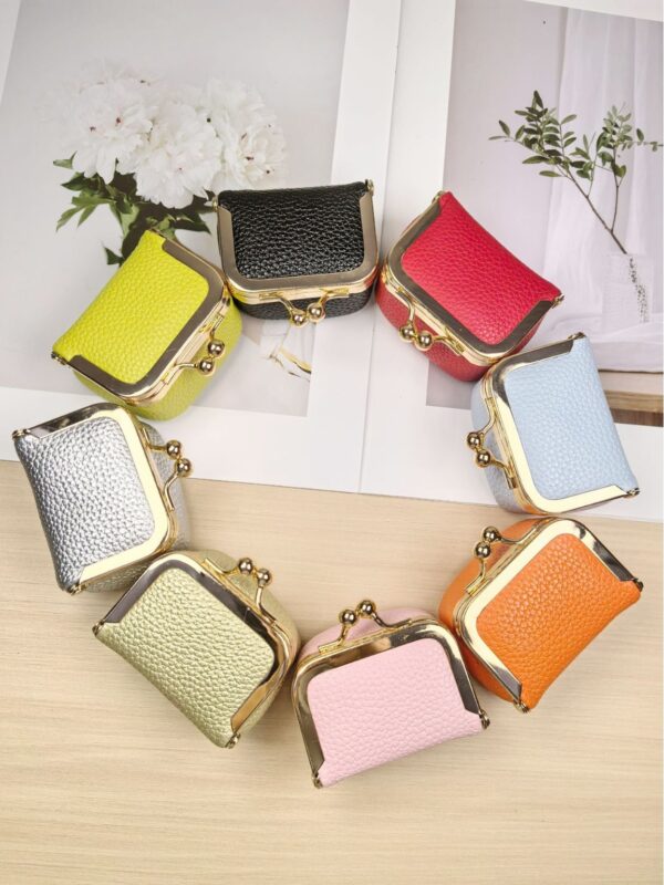 Wholesale Mini Metal Clasp Jewelry Pouch Pu Lychee Pattern Women's Lock Buckle Jewelry Key Earphone Storage Bag Multifunctional Coin Purse