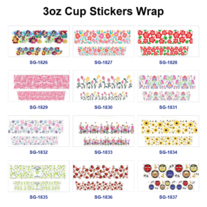oly-e358666301c78eb069f4411adb6bd1a1 Wholesale 8pcs Cartoon Character Floral Print 3oz Cup Stickers Wrap OLY Exclusive