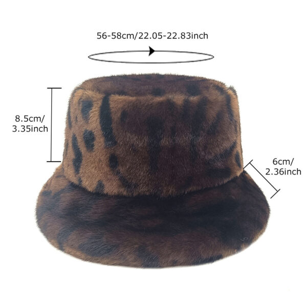Wholesale Leopard Print Fluffy Faux Fur Bucket Hat for Women Casual Winter Fashion Accessory