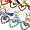 Wholesale Chic Natural Stone Heart Tassel Keychain Amethyst, DIY Bag Charm for Resale