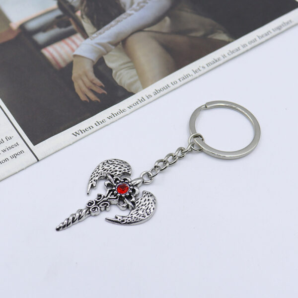 Wholesale Red Angel Wing Cross Keychain Pendant Zinc Alloy Car Key Accessory Boutique