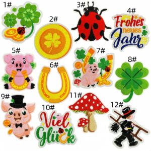 Cartoon holiday cloth stickers set of 12 pieces