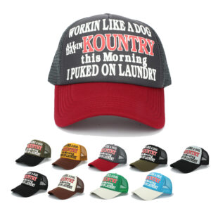 oly-e3c26fa90eea5cf92e32e7629ba045da Wholesale Trendy Mesh Trucker Cap Colorblock Print Letter Design Breathable Wide Brim Sun Hat