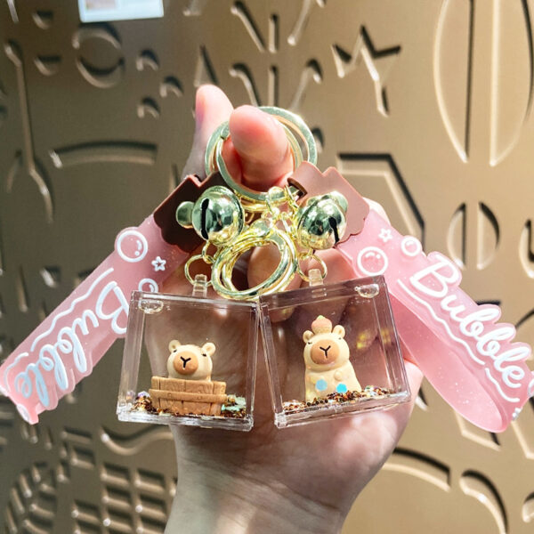 Wholesale Capybara Oil Flow Bottle Keychain Acrylic Cartoon Bag Charm Gift