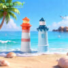 Wholesale Resin Blue Lighthouse Miniature Diorama Decor Resale Decorative Accent