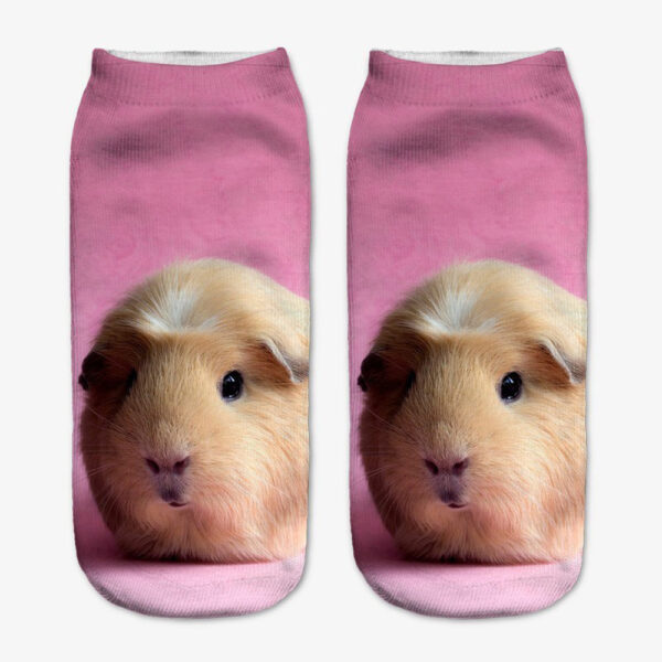 oly-e40b62c3f79d73c516b2749ddea8d46e Wholesale 3D Hamster Print Short Socks Trendy Animal Design, Antibacterial Polyester Cotton For Women