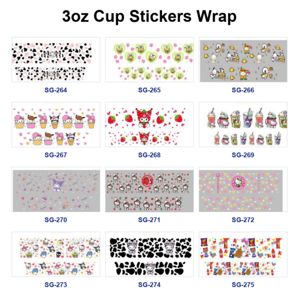 Wholesale 8pcs Sweet Cartoon Strawberry 3oz Tumbler Stickers Wrap OLY Exclusive