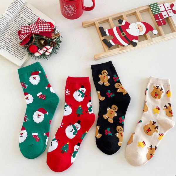 Wholesale Trendy Christmas Cartoon Pattern Socks for Women Polyester Crew Socks Party Accessory