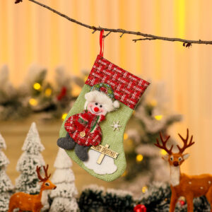 Burlap wooden brand medium socks snowman [24*17*1cm 33g]
