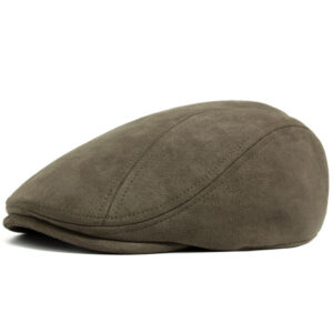 Army Green-Suede Peaked Cap / Adjustable