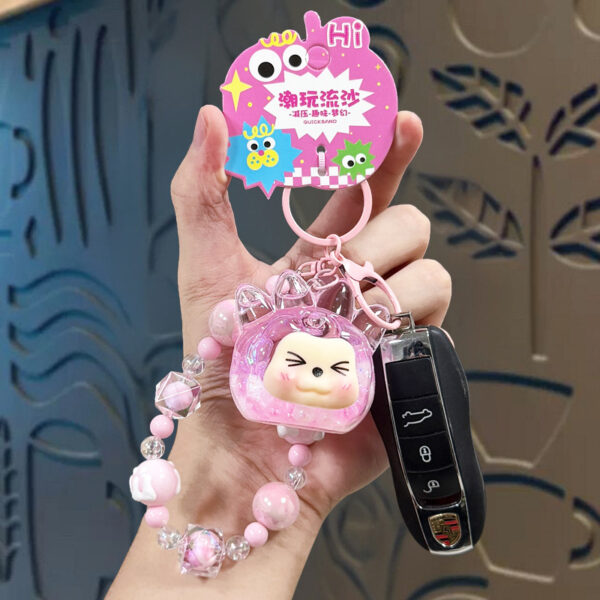 Wholesale Boutique Acrylic Luminous Sand Bottle Keychain Trendy Bag Charm for Women Birthday Gift