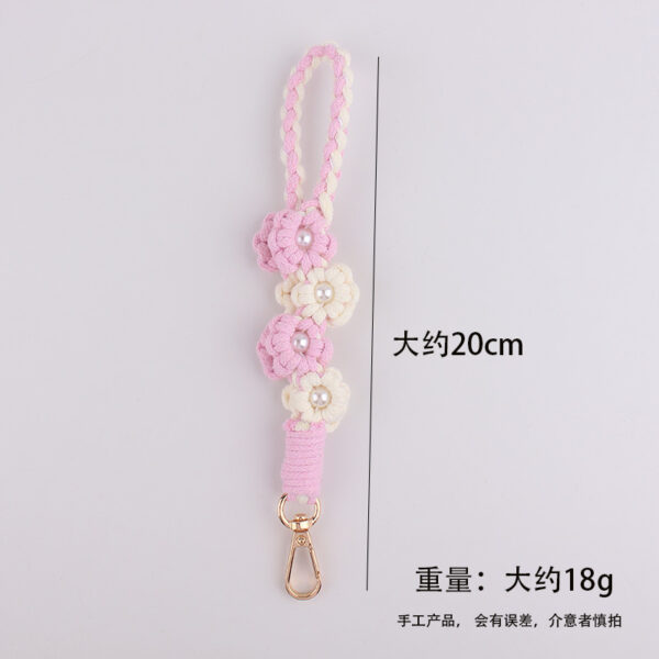 oly-e47f1505c2d6d86b1b701220d056e991 Wholesale Pearl Flower Handwoven Phone Strap Candy Color Cute Keychain for Women Casual Gift Decorative Accessory