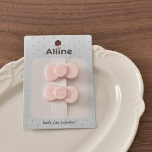 7# pink round bow-2 piece set