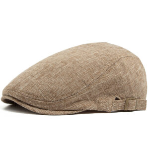 Khaki-cotton and linen peaked cap / Adjustable