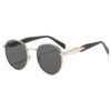 Wholesale Trendy Oval Metal Frame Sunglasses UV400 Gold Gray Lenses Fashion Accessory