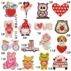 Valentine's day cloth stickers 16 pieces