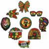 Wholesale Cartoon Black Embroidery Patches Set of 9 Polyester Iron-On for DIY Fashion Accessories
