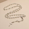 oly-e4e7a8a51f666bcff4655dec53917f94 Wholesale White Glass Bead Rosary Necklace Multi Layer Fashion Layering Jewelry Gift Boutique Resale