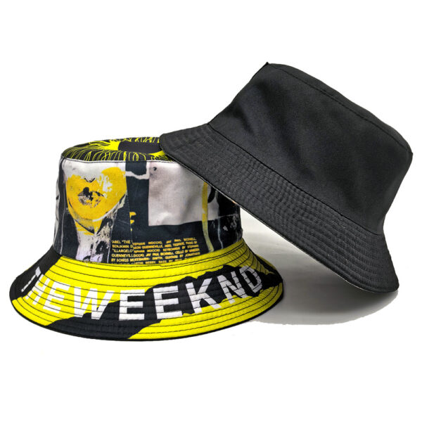 Wholesale Unisex Reversible Letter Print Bucket Hat Stylish Outdoor Sun Hat for Beach