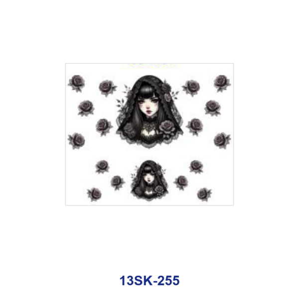 Wholesale 8pcs Gothic Girl Black Rose Mini Cup Keychain Sticker