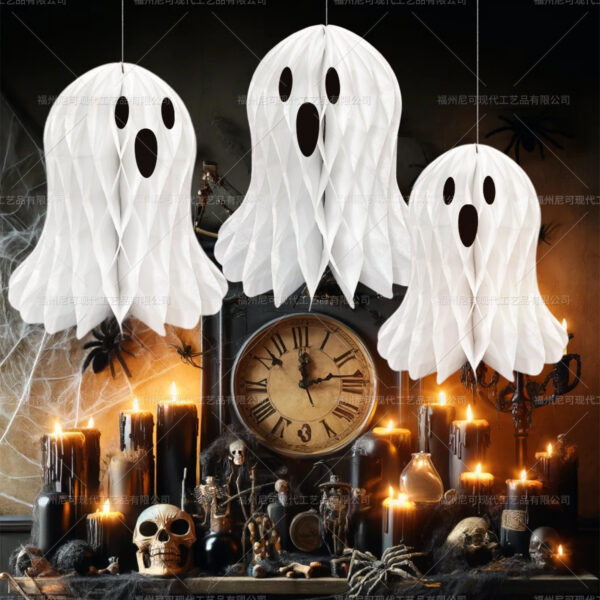 Wholesale Halloween Ghost Honeycomb Paper Ornament Party Decorative Accent