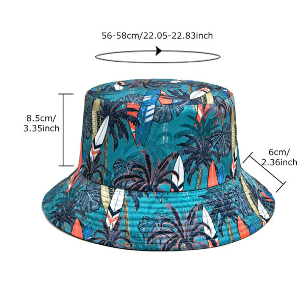 Wholesale Chic Bucket Hat with Palm Tree Print Sun Protection Unisex Summer Hat for Outdoor