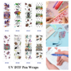 Wholesale 2/8/16pcs UV DTF Stickers Witch Skull Bat and Plant Print Pen and Bookmark Stickers
