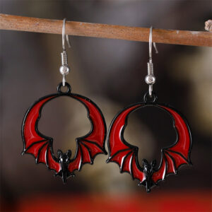 Pair of red and black bat earrings