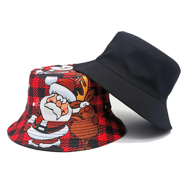 Wholesale Santa Pattern Bucket Hat Red Unisex Foldable Sun Hat Trendy Outdoor Accessory