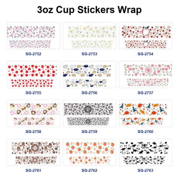 oly-e581451428d6d820ca446da1cd3cc891 Wholesale 8pcs Fresh Fruit Floral Dessert Dinosaur Print 3oz Cup Stickers Wrap
