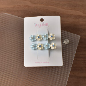 2 # Blue sparkling diamond 4 small flowers-2pcs