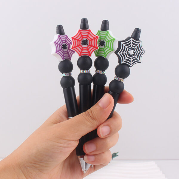 Wholesale Creative Handmade Spider Web Silicone Beaded Rotating Pen  Decorative Office Craft Supply